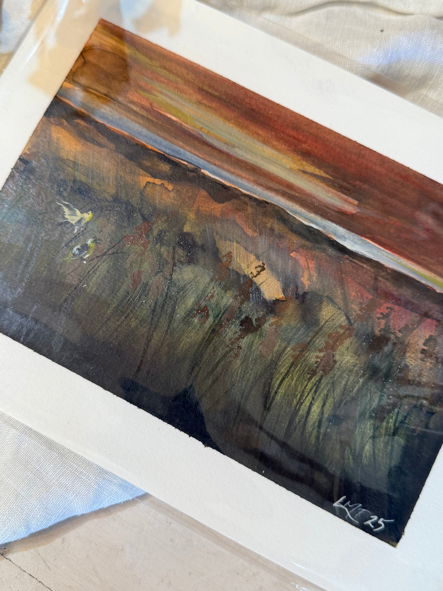 Water Colour; Ochre Horizon - unframed - Linda Titow