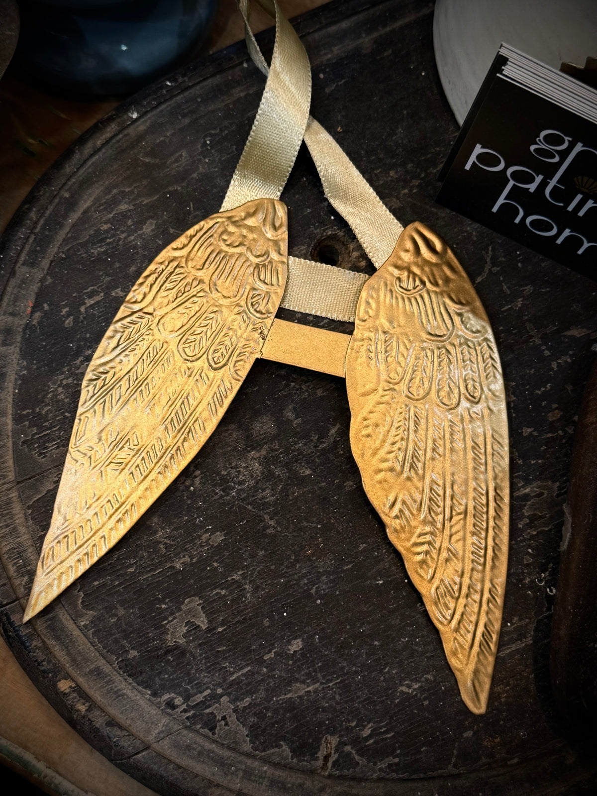 Brass Angel Wings - hanging ornament