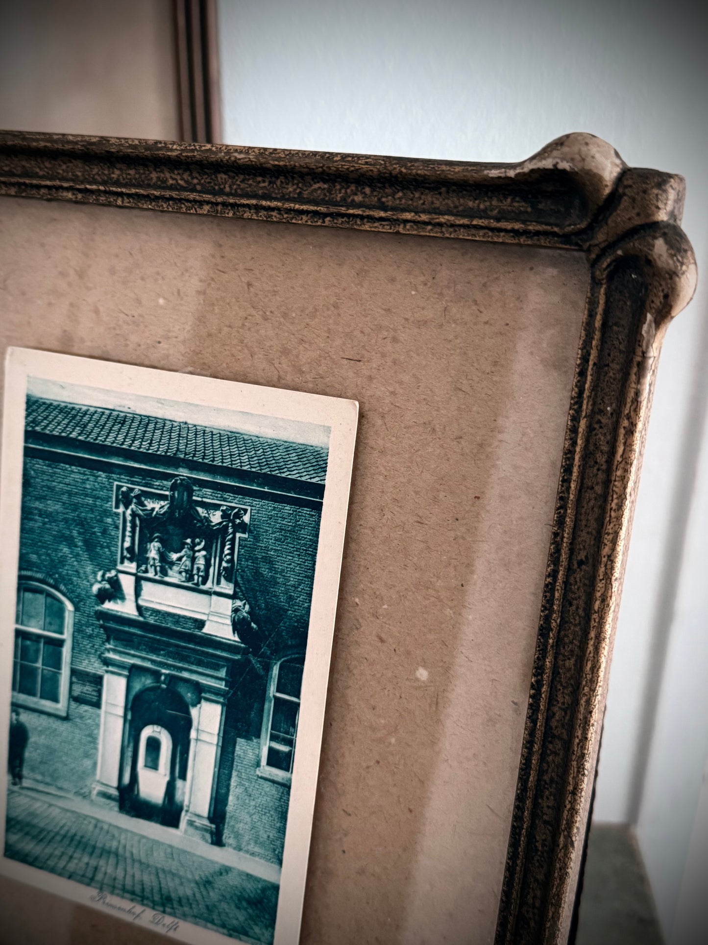 Vintage Framed Postcard - Blue