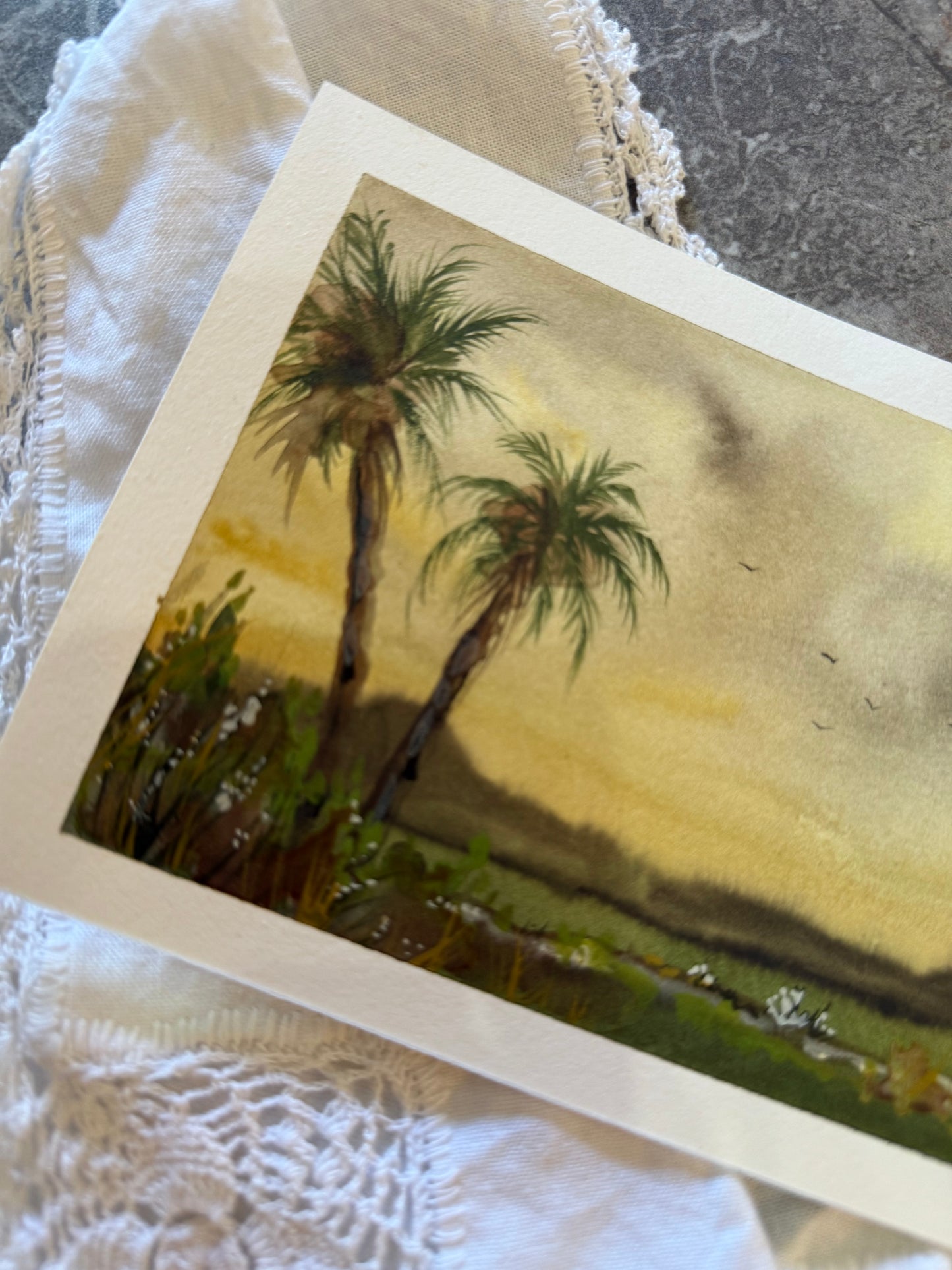 Water Colour; Vintage Palms - unframed - Linda Titow