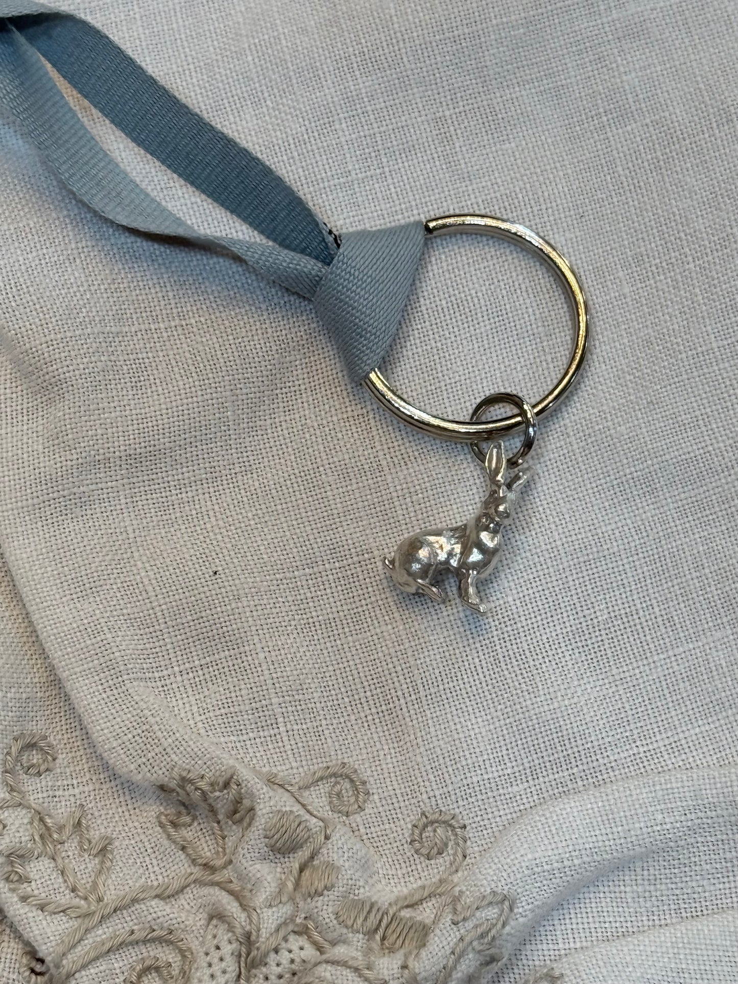 Tiny Rabbit Keyring - silver