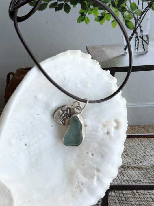 Seaglass Mermaid Pendant, Aqua - GPH & SS Ocean Collection