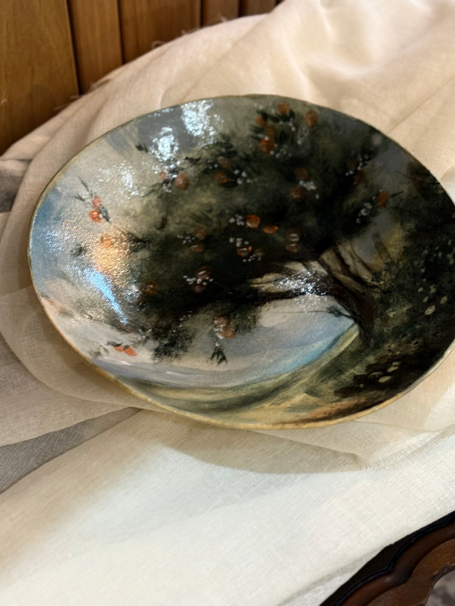 Linda Titow Art Bowl, large - Deep Forest Blossom