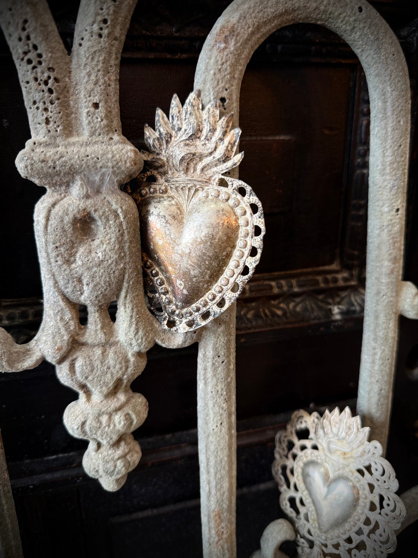 Old French Silver Sacred Heart - 2