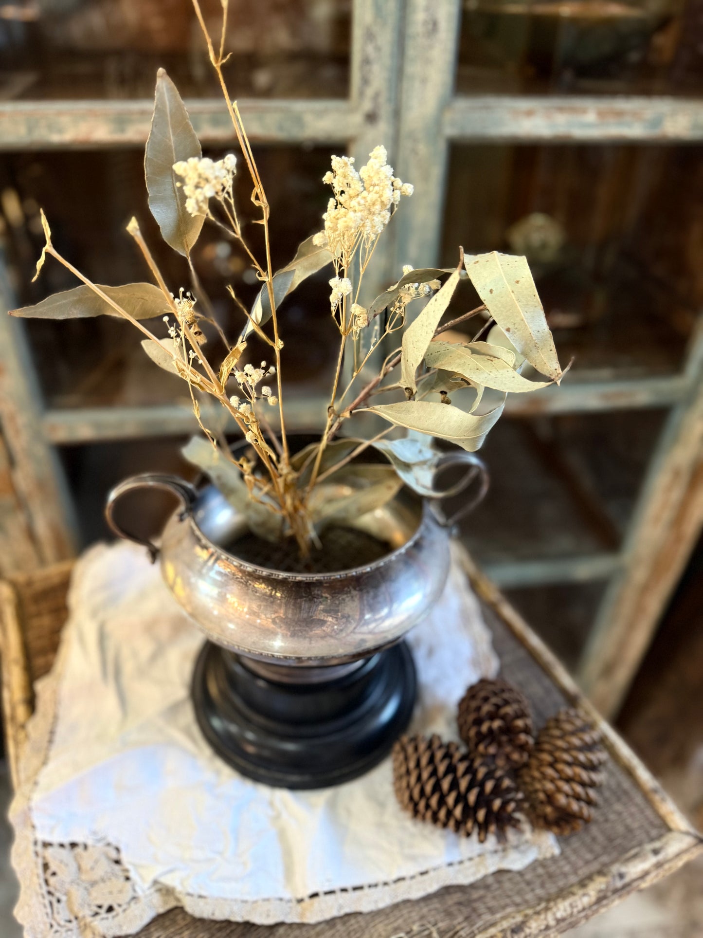 Silver Urn Flower Pot with Stand