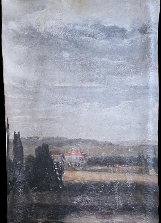 Antiqued Canvas Print - The Little House Red Roof Canvas 20x30cm