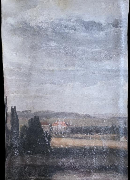 Antiqued Canvas Print - The Little House Red Roof Canvas 20x30cm