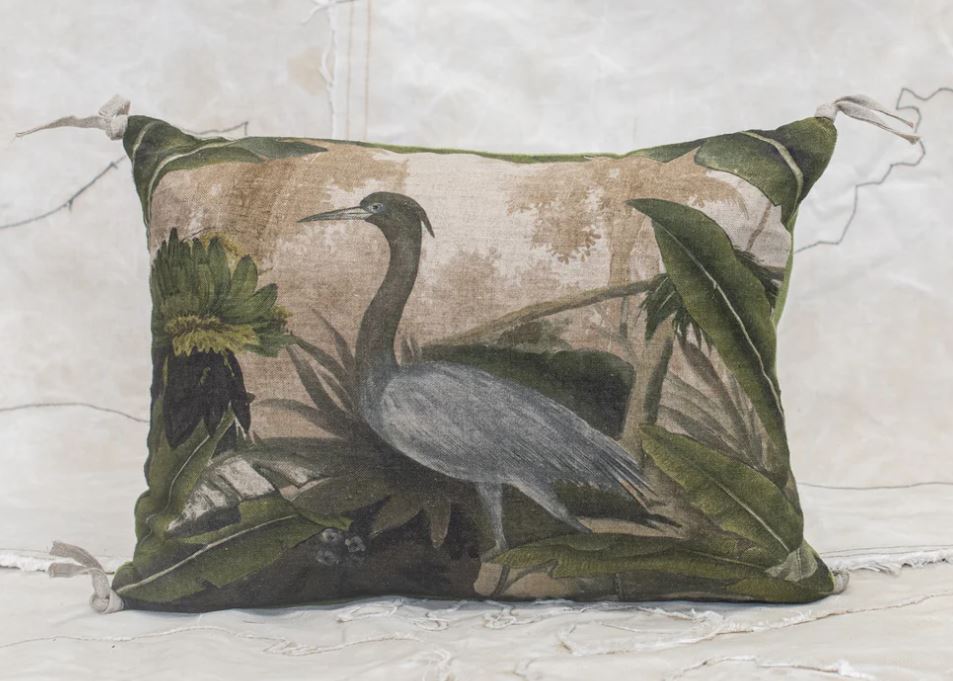 Cochin French Linen Throw Cushion - Bird