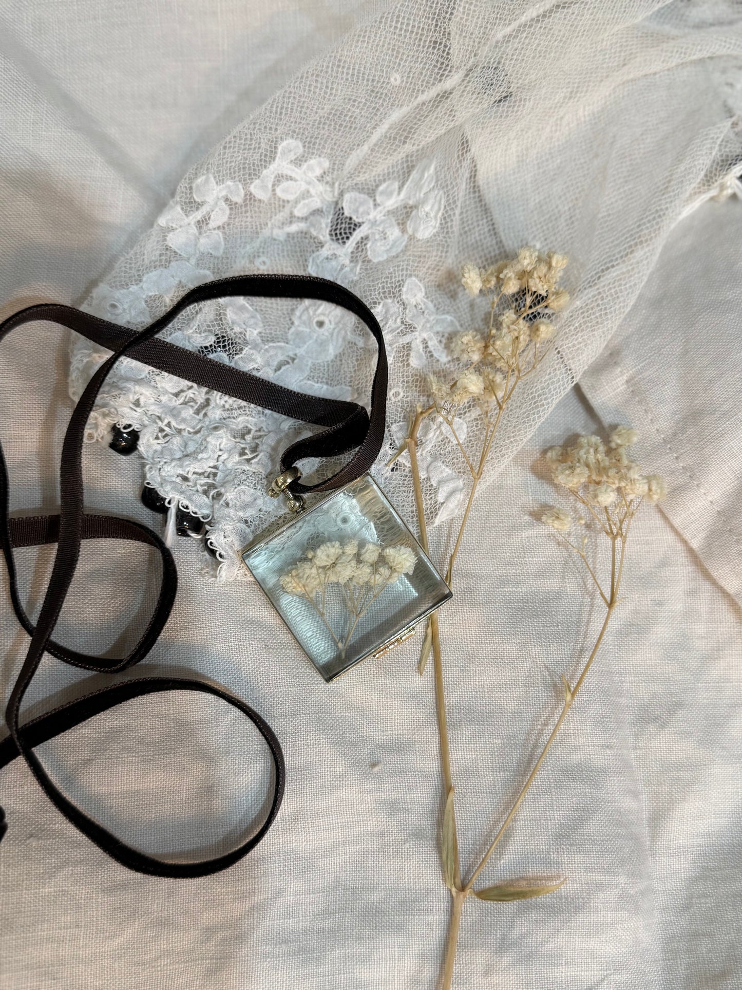 Crystal and Brass Locket - LARGE SQUARE