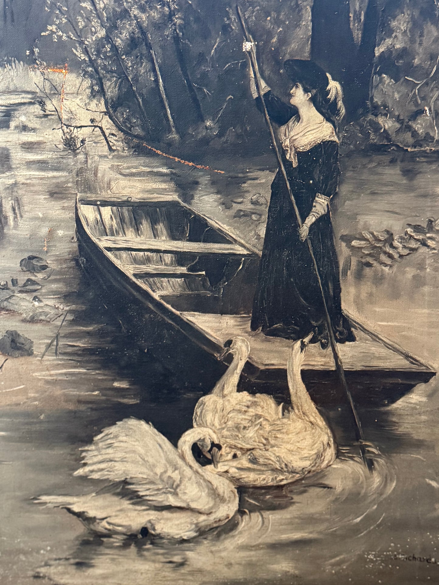 Antique Swan Painting