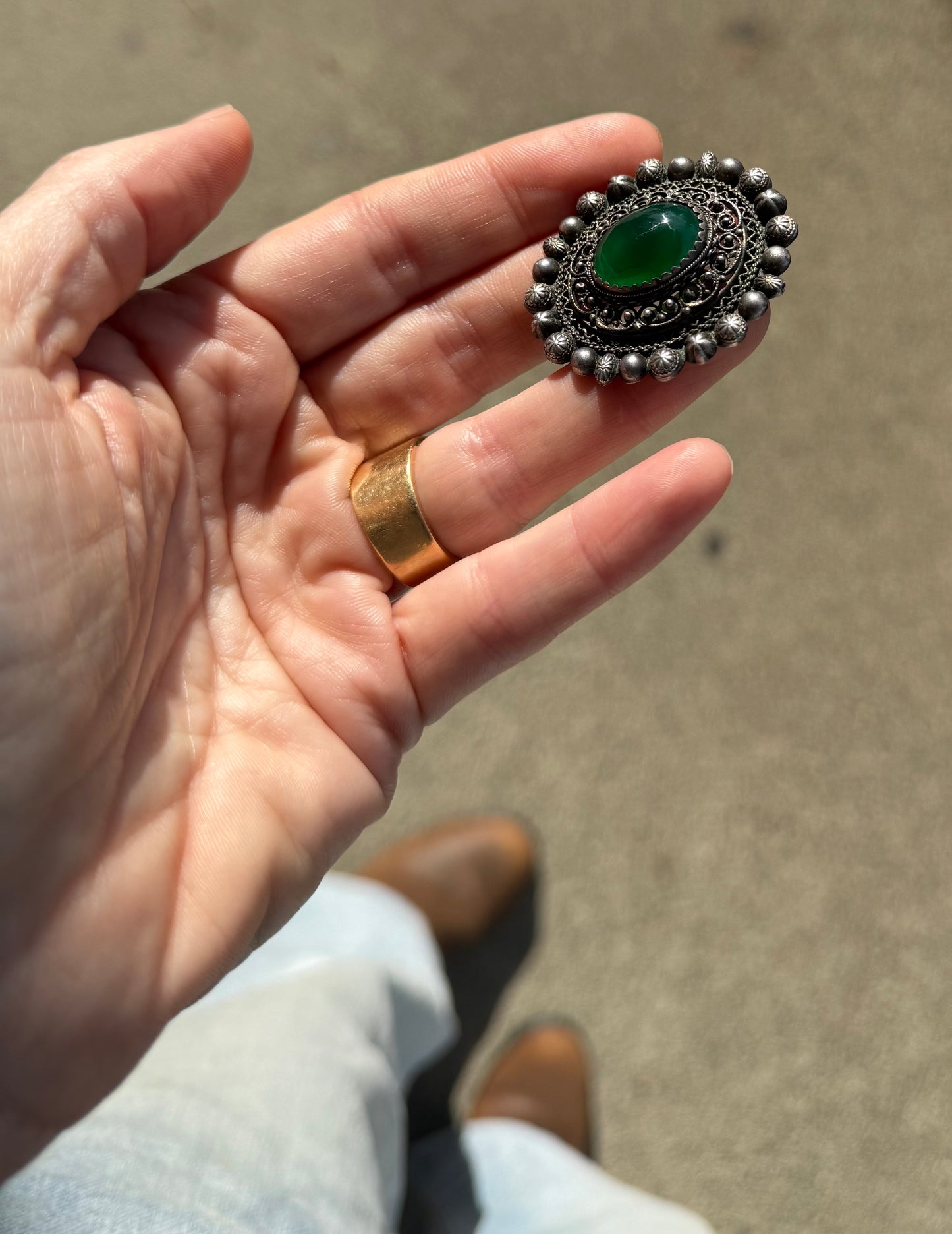 Vintage Green Centred Brooch