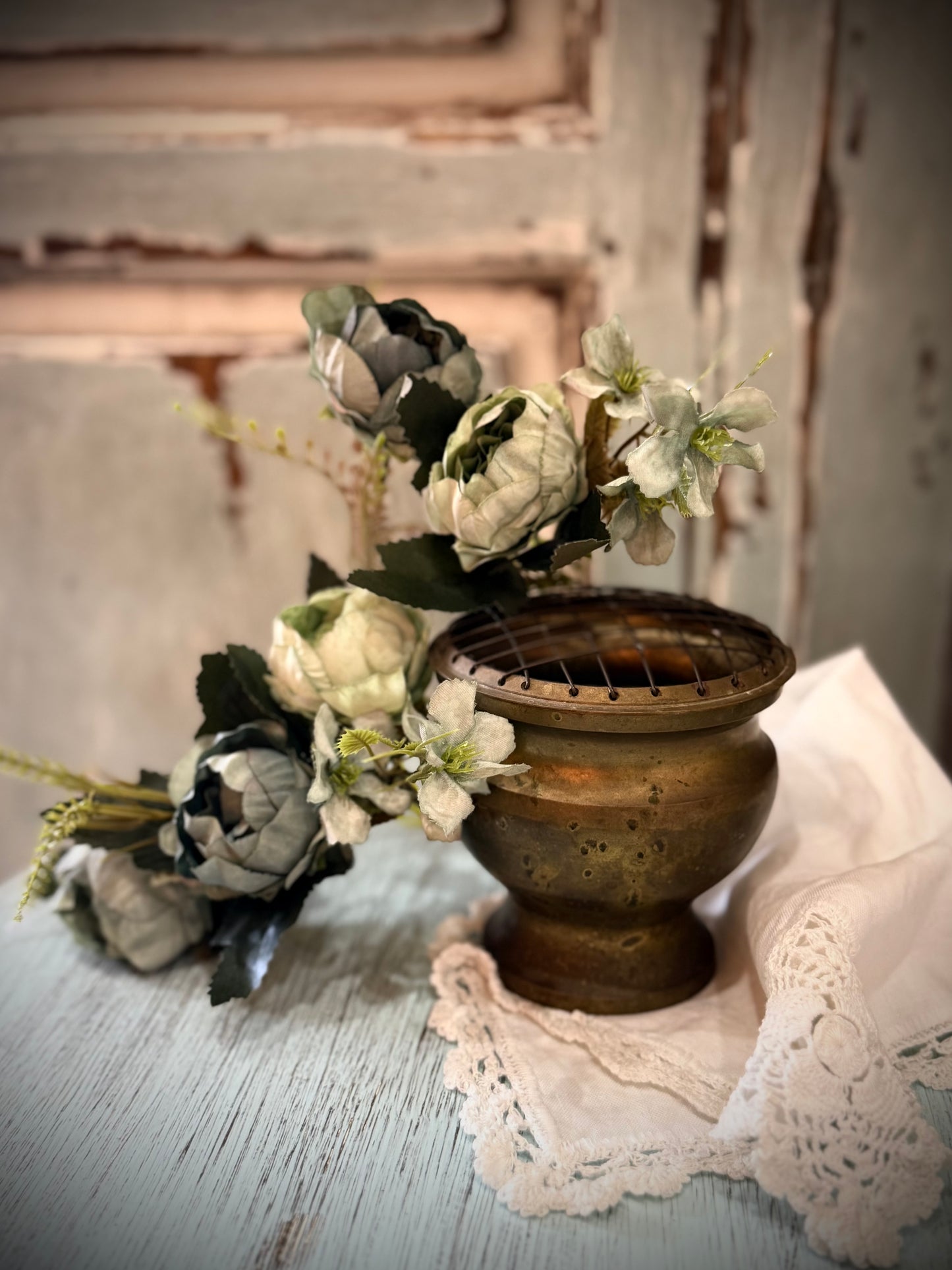 Brass Flower Frog Vase