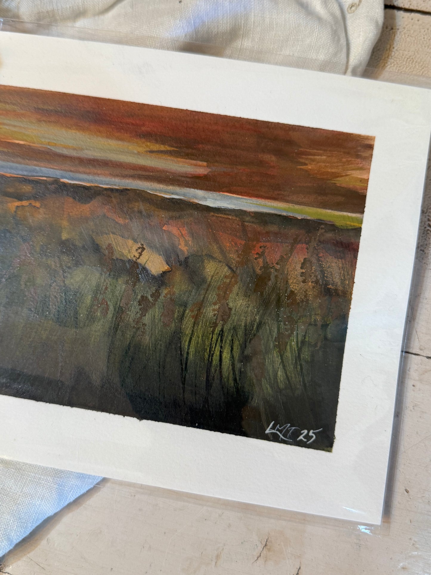 Water Colour; Ochre Horizon - unframed - Linda Titow