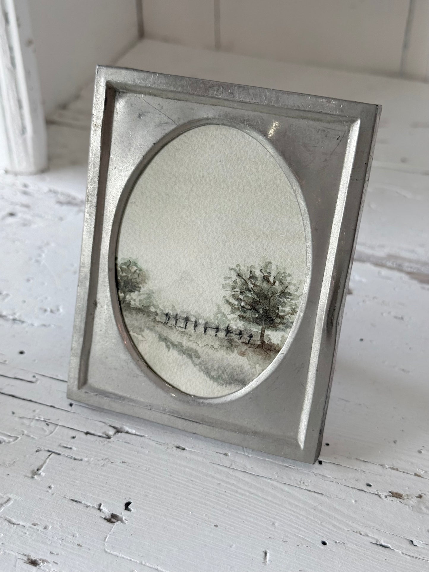 Mini Water Colour Landscape by JJ - Silver Simplicity Frame