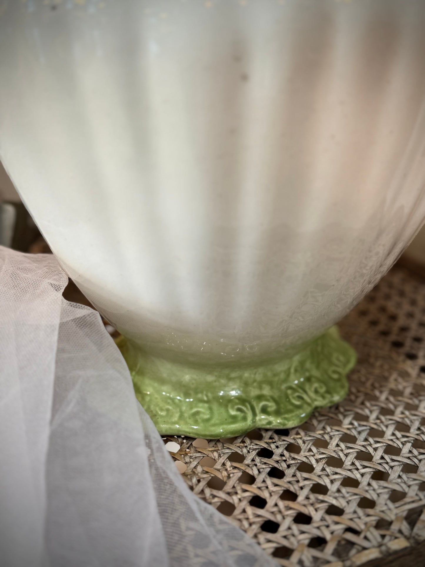 Large Antique Jug - mint green and pastel pink