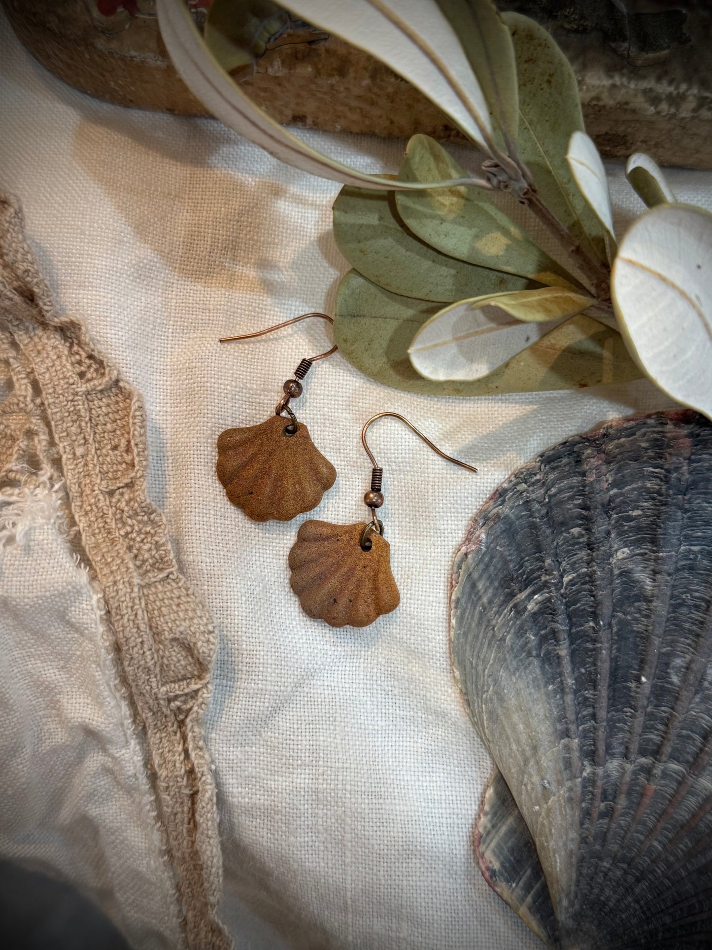 Seashell Copper Earrings - 1