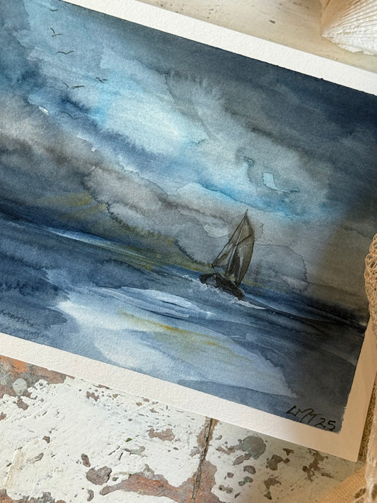 Water Colour; Sailing Free - unframed - Linda Titow