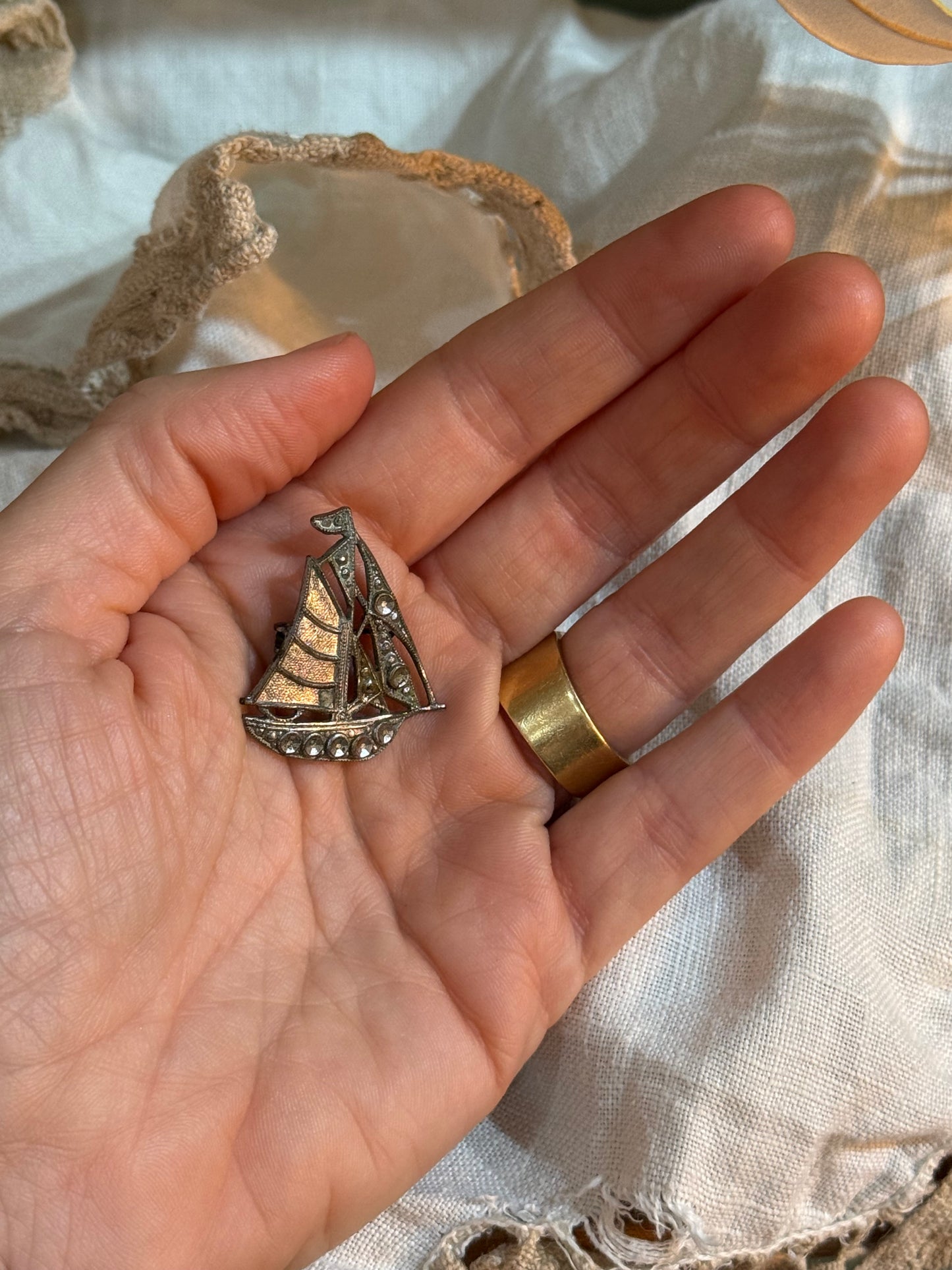 Vintage Sailboat Brooch