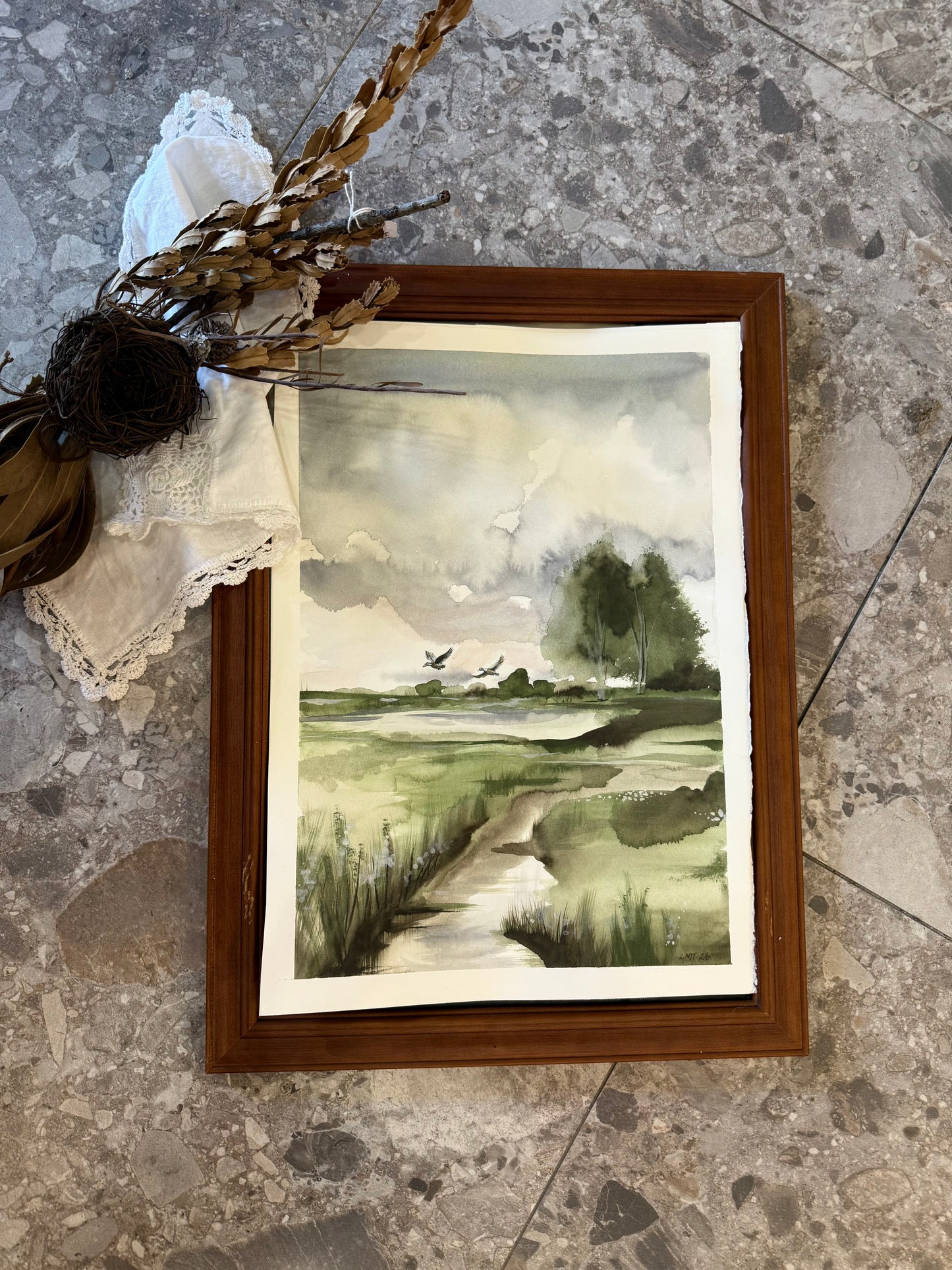 Water Colour; Ducks on the Pond - unframed - Linda Titow