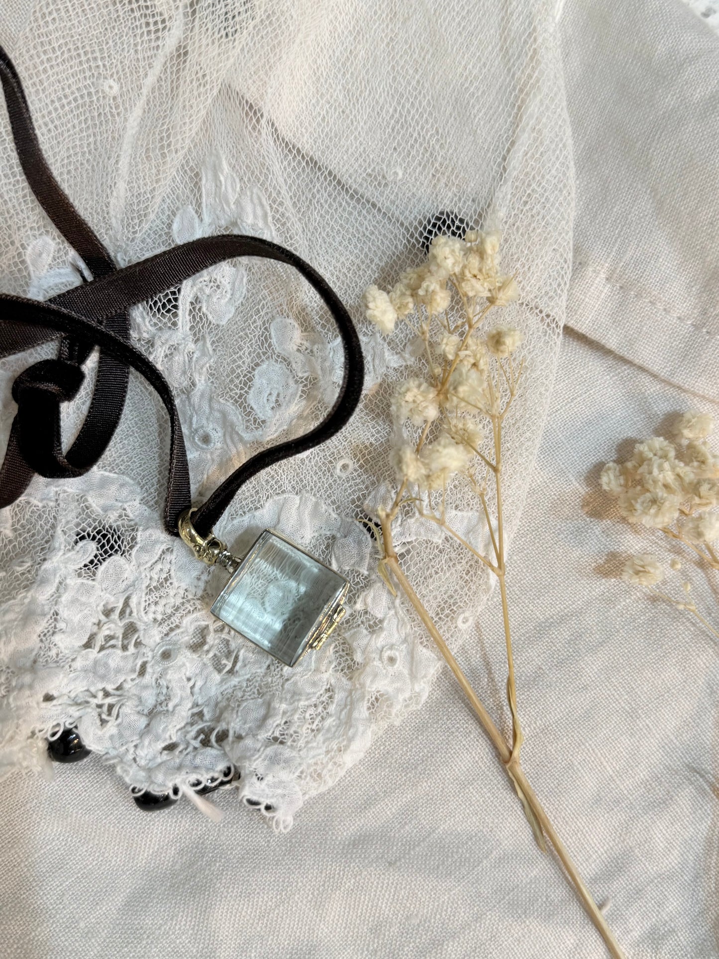 Crystal and Brass Locket - SMALL SQUARE