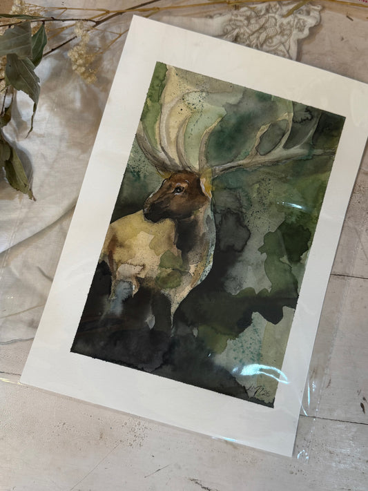 Water Colour; Emerald Majesty - unframed - Linda Titow