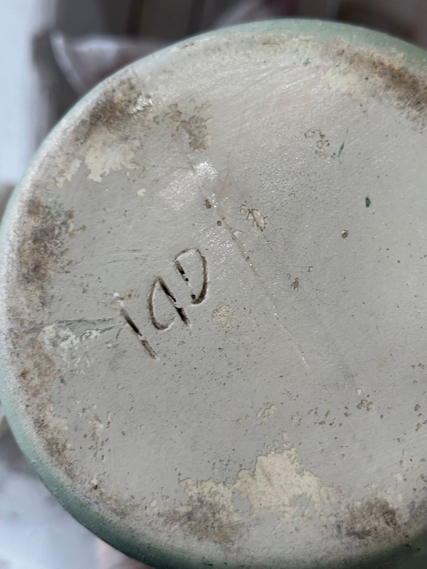 Vintage Fruit Vase - Mint Green Patina