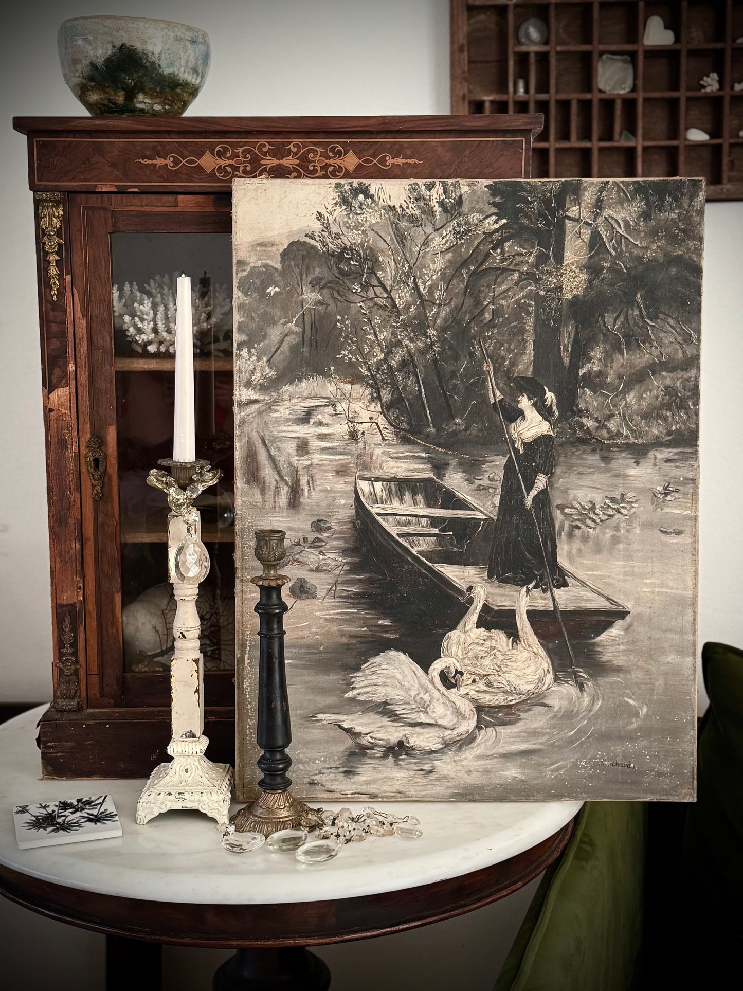 Antique Swan Painting