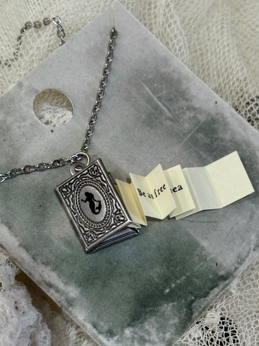 Engraved Mermaid Book Locket with Message