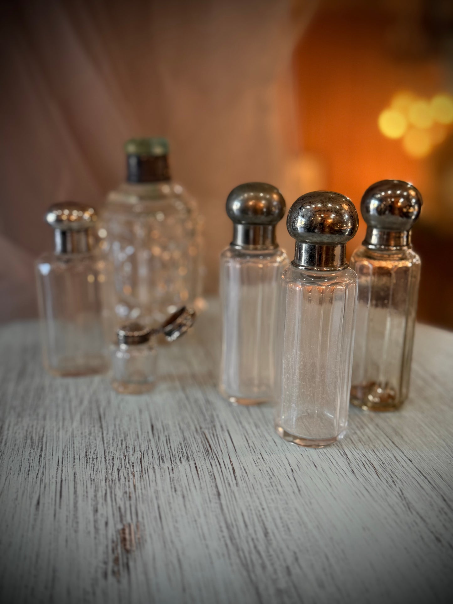 French Antique Silver & Crystal Cosmetic Bottle