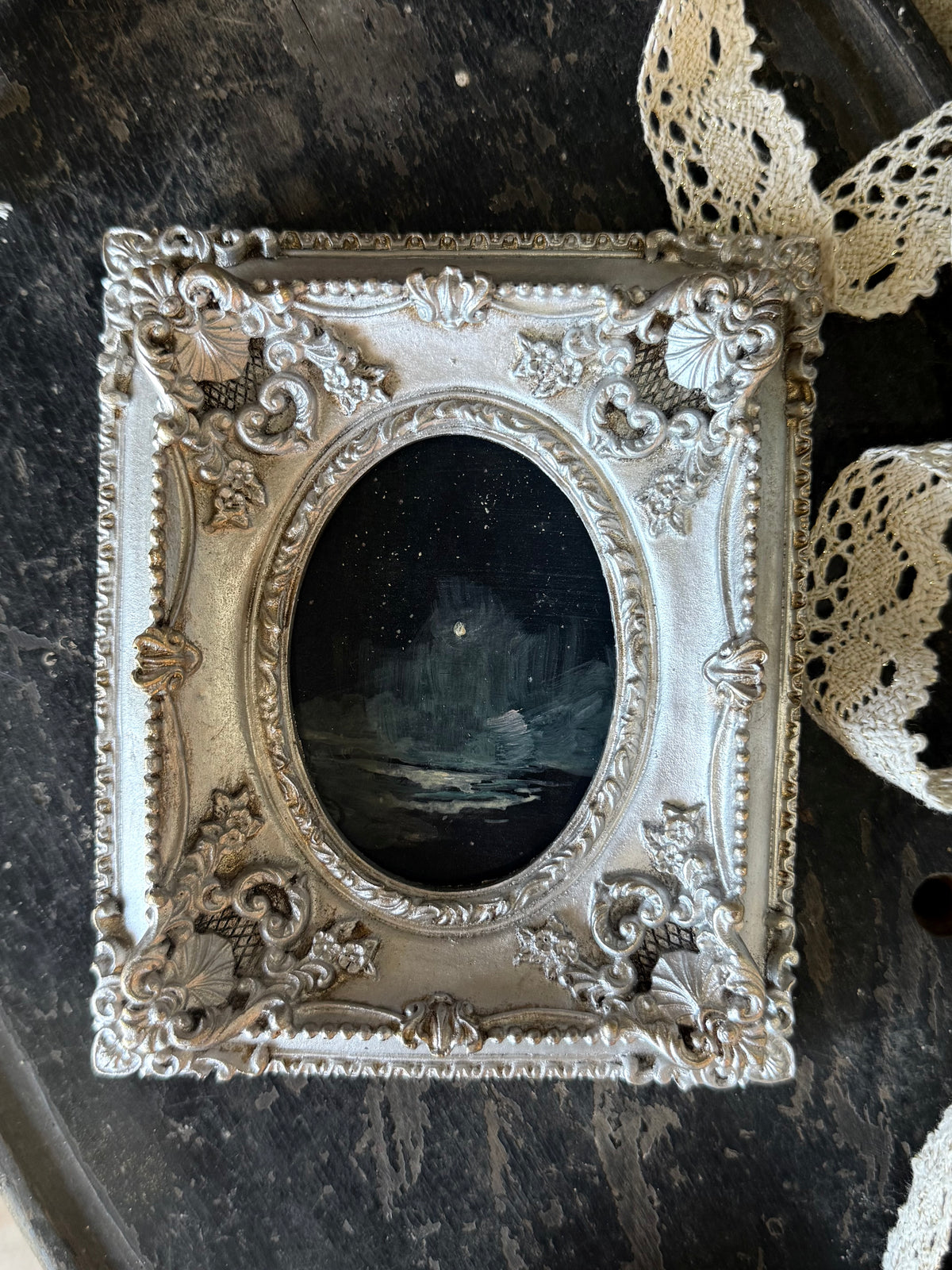 "The Sea and the Moon” series II - #6 mini oval seascape by Fonda Shae