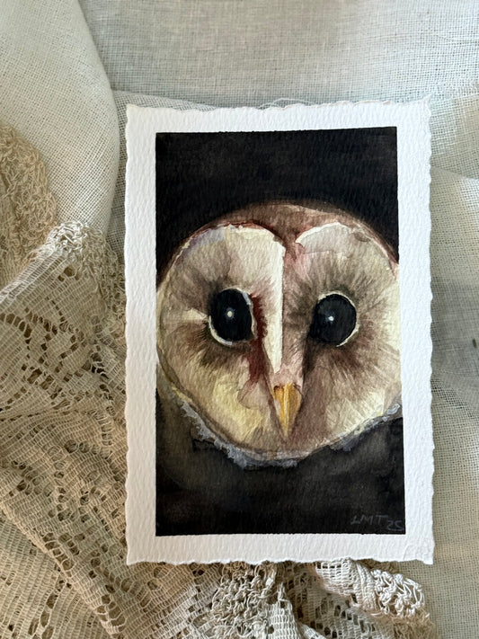 Water Colour; Night Owl - unframed - Linda Titow
