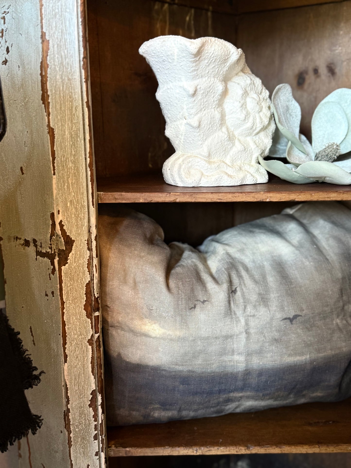 Antique Blue Corner Cabinet