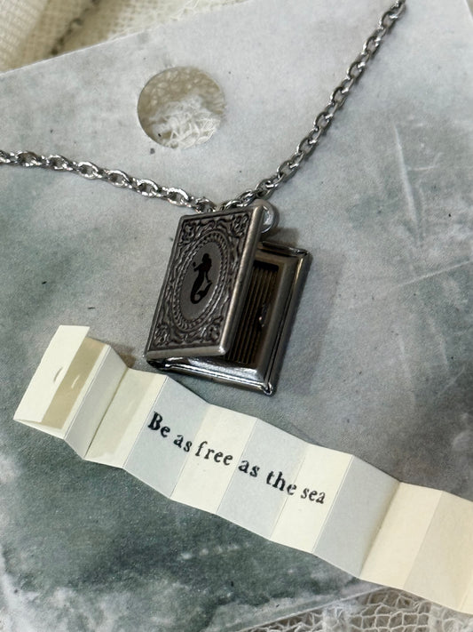 Engraved Mermaid Book Locket with Message