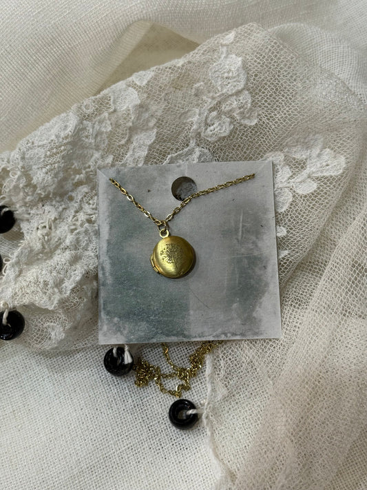 Antique Style Tiny Brass Dandelion Locket