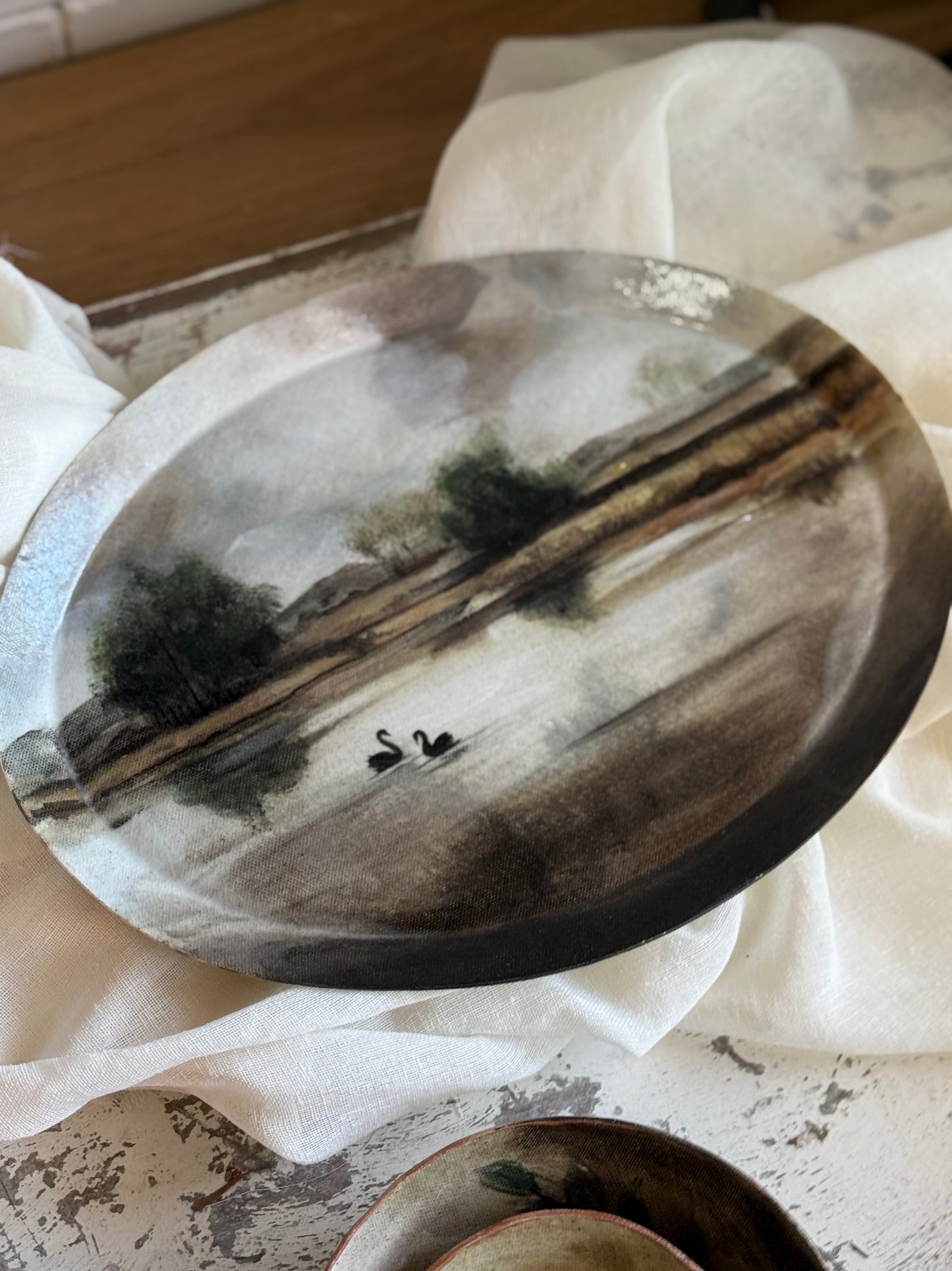 Linda Titow Art - Swan Plate, large