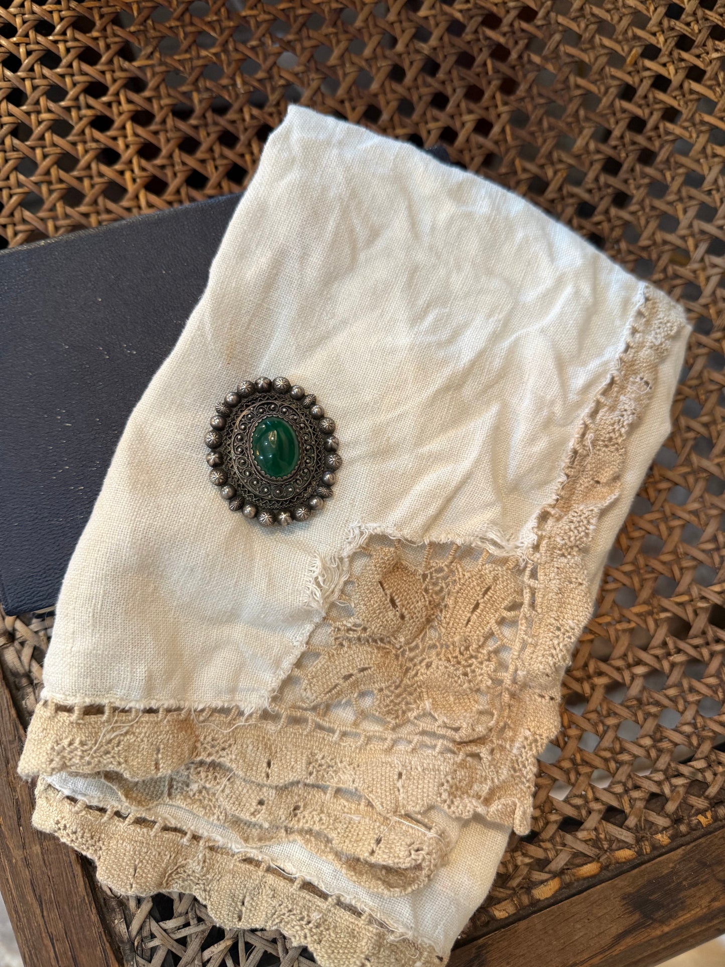 Vintage Green Centred Brooch