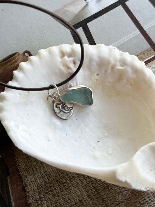 Seaglass Mermaid Pendant, Aqua - GPH & SS Ocean Collection