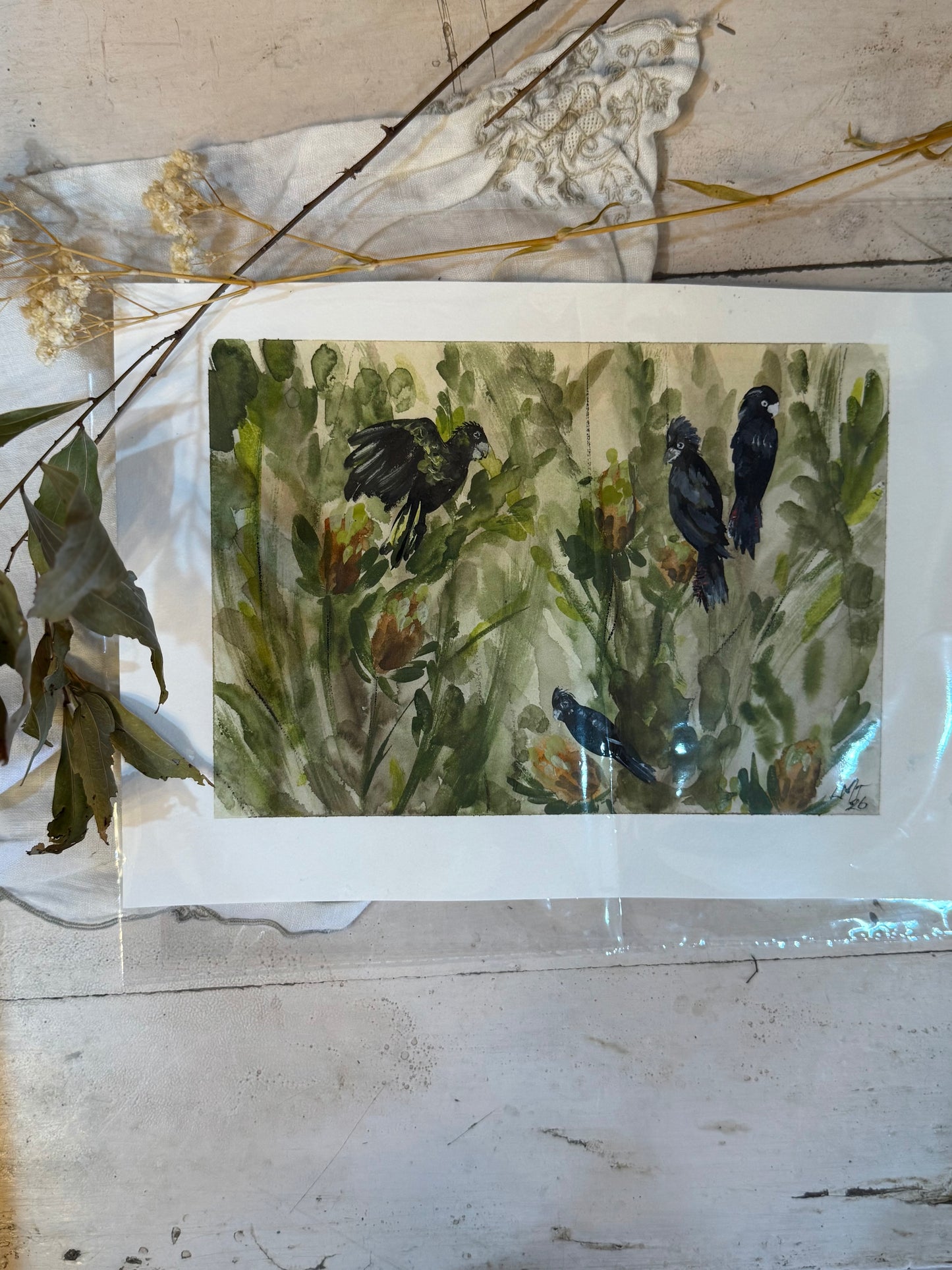 Water Colour; The Black Quartet - unframed - Linda Titow