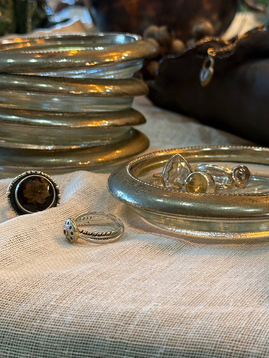 Vintage Silver and Cut Glass Coasters - set of 6