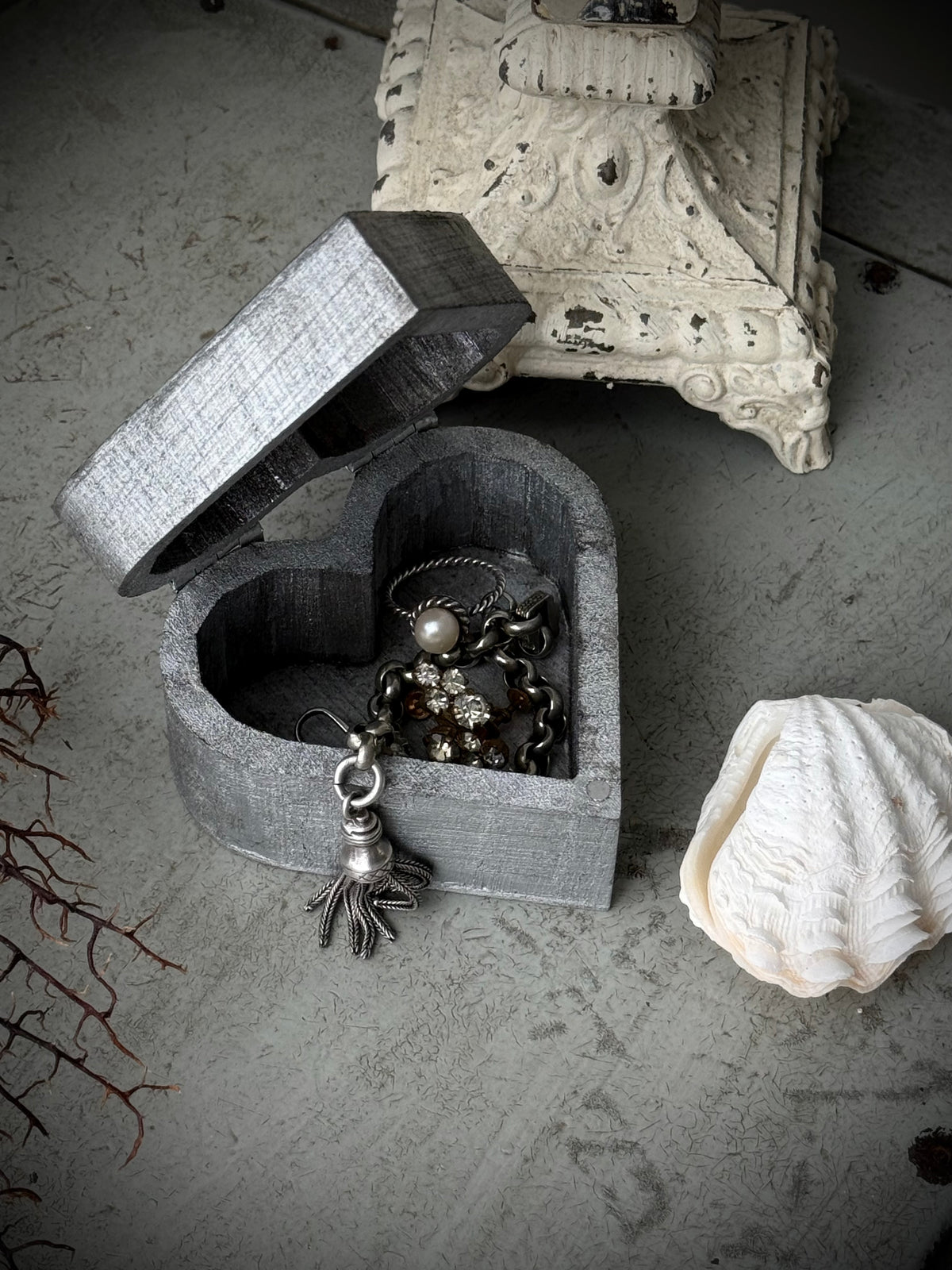 "The Sea and the Moon” series - #7 mini heart box seascape by Fonda Shae