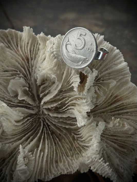 Art Jewellery - Salvaged Coin Ring Dolphin