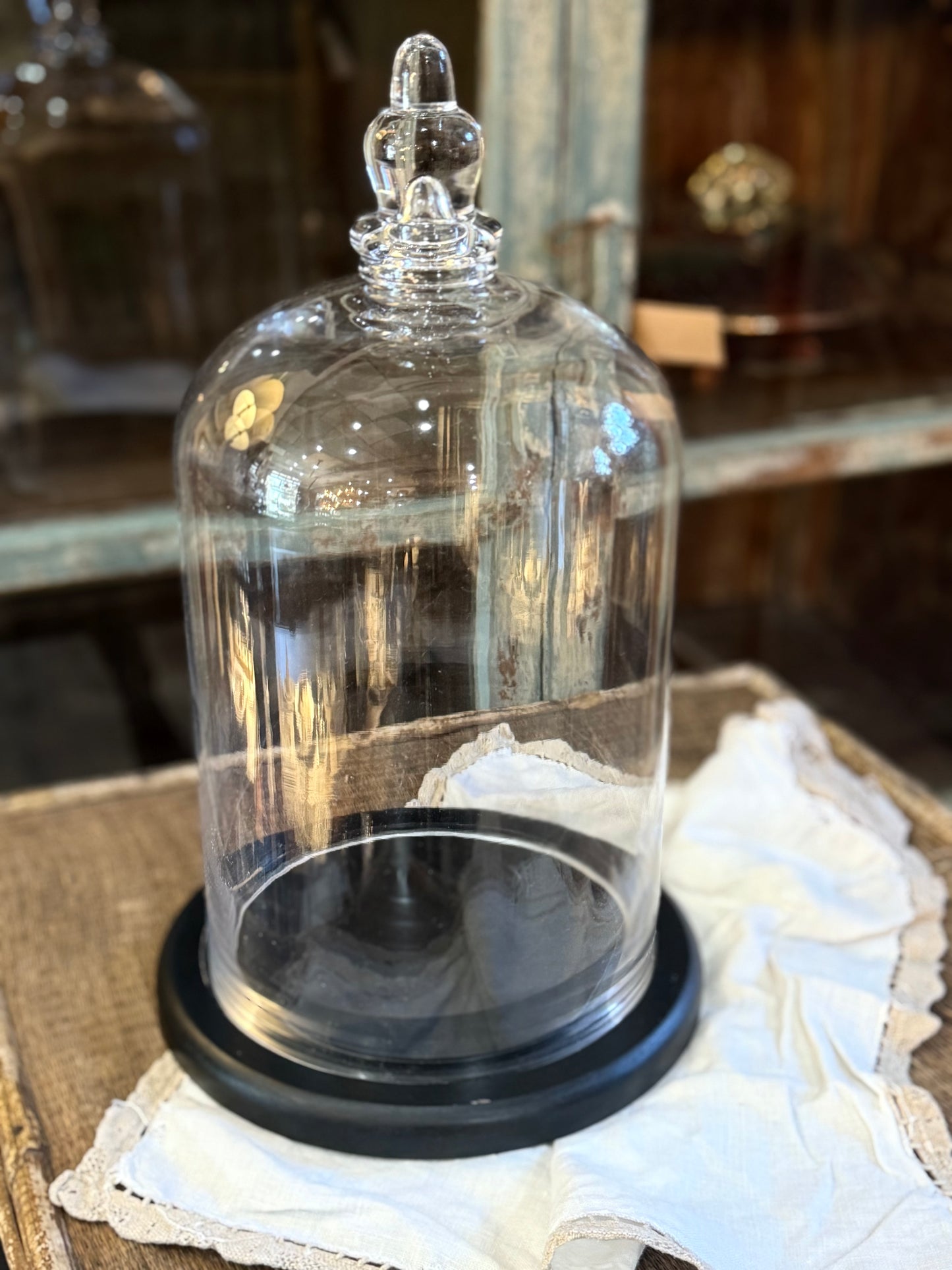 Large Glass Dome Cloche and Base