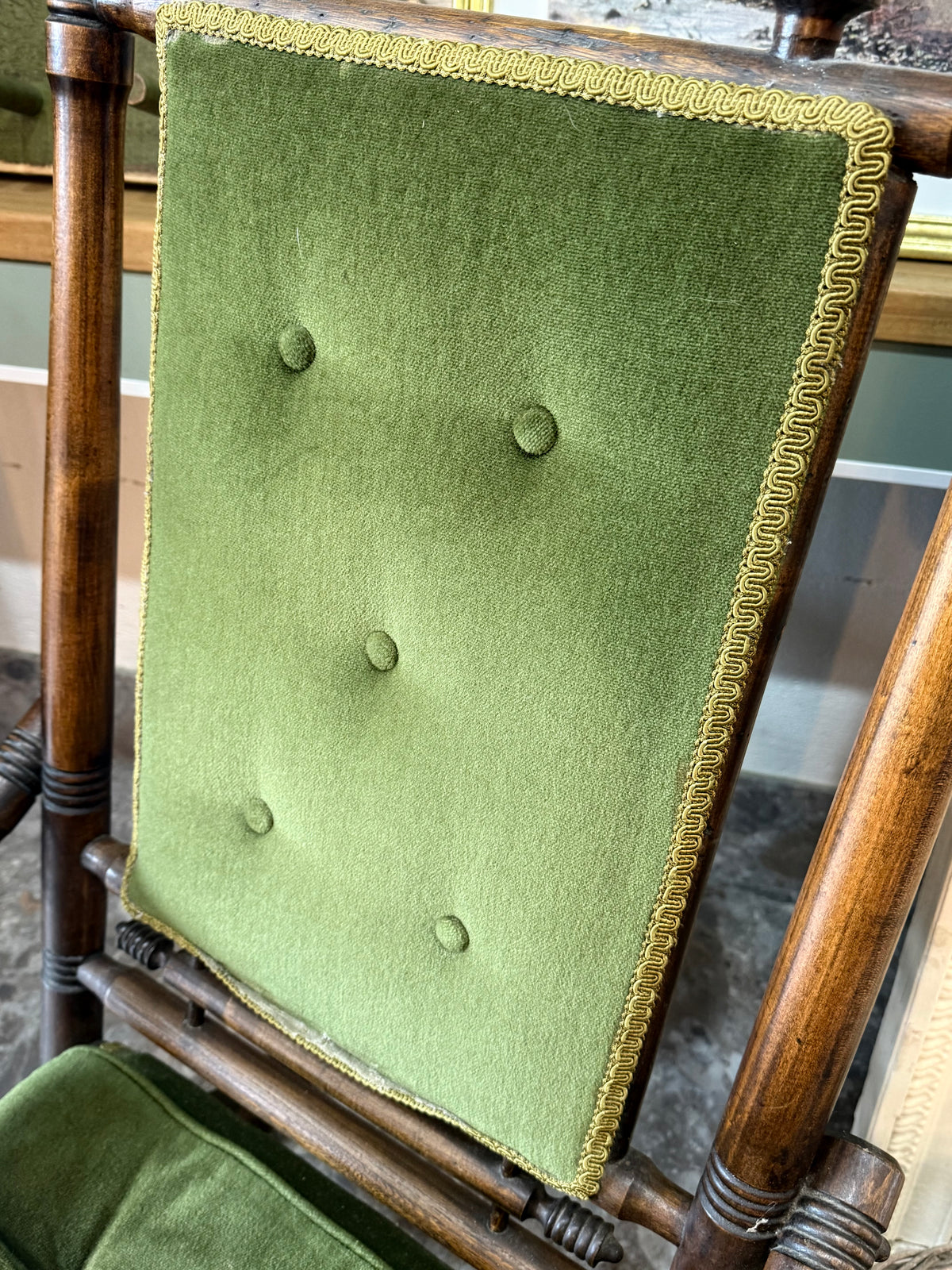 Green Velvet Rocking Chair