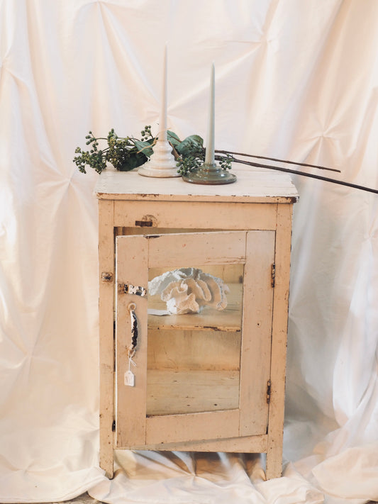 Old Glass Display Cabinet Bedside - from India