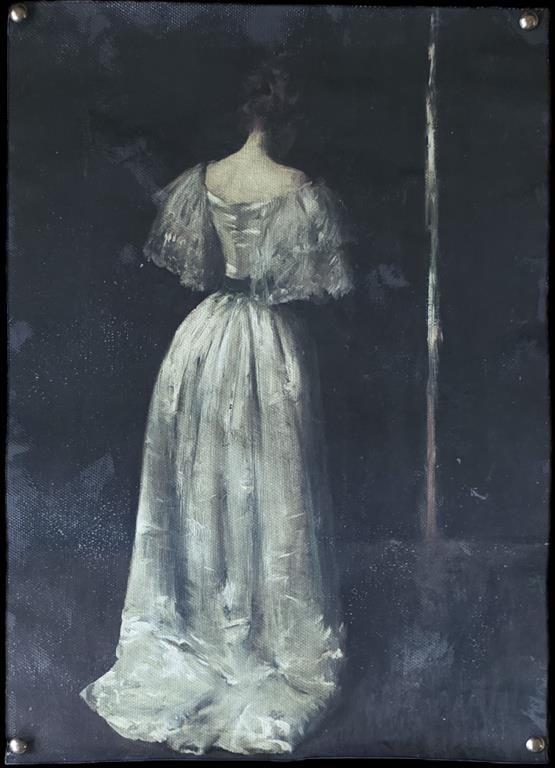 Antiqued Canvas Print - White Satin Gown Canvas 21x30Cm A4 (CSATIN)