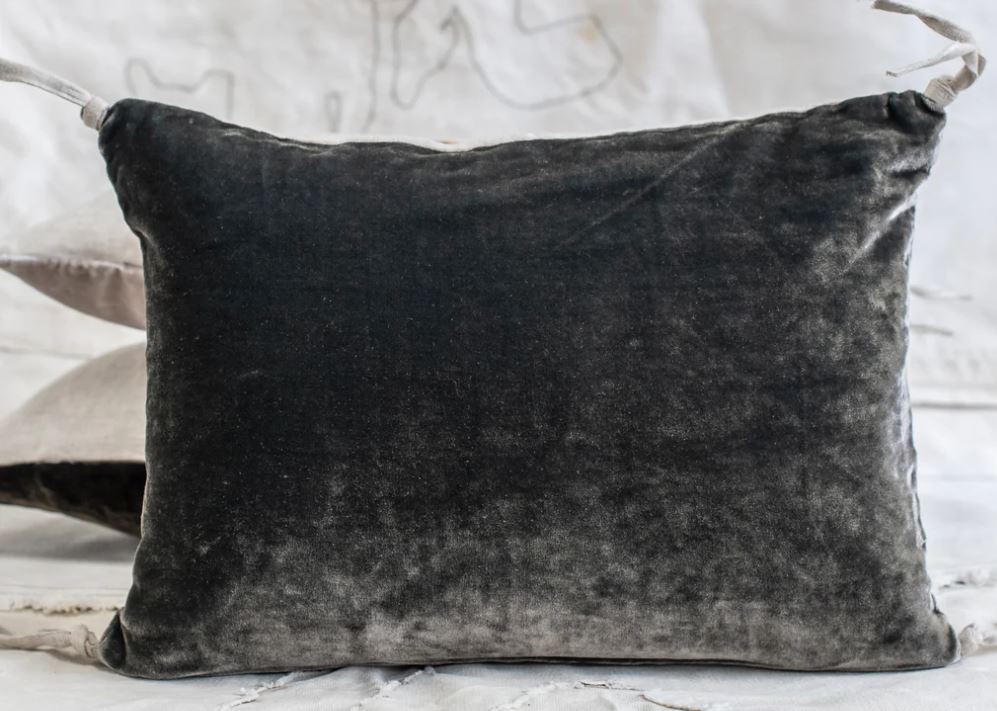 Petite Silk Velvet Pillow Cushion - Metal