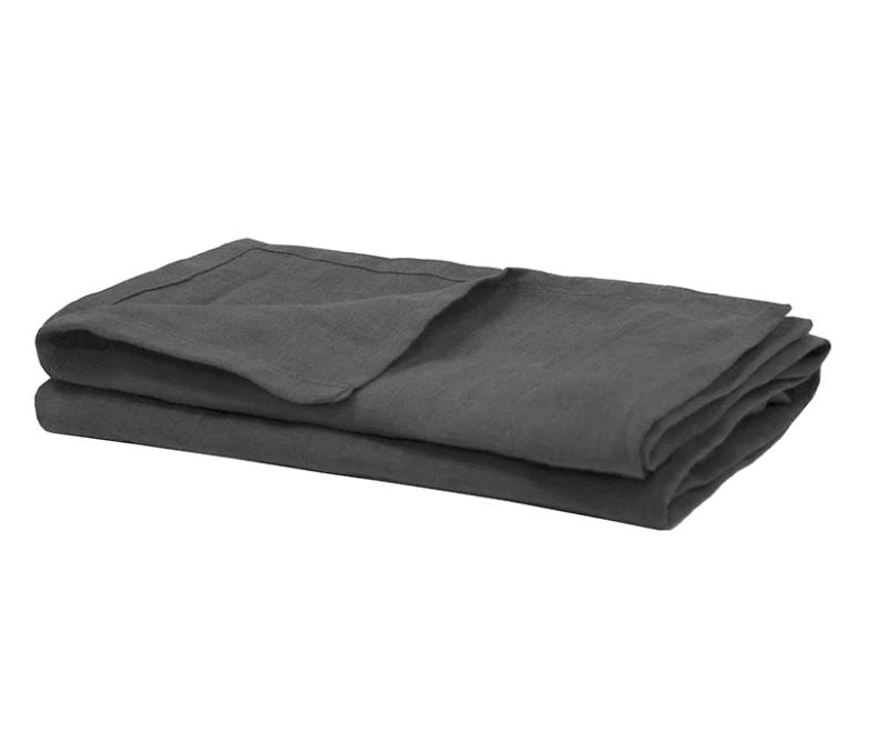 NEW! French Flax Linen Napkin Set 2 - Charcoal