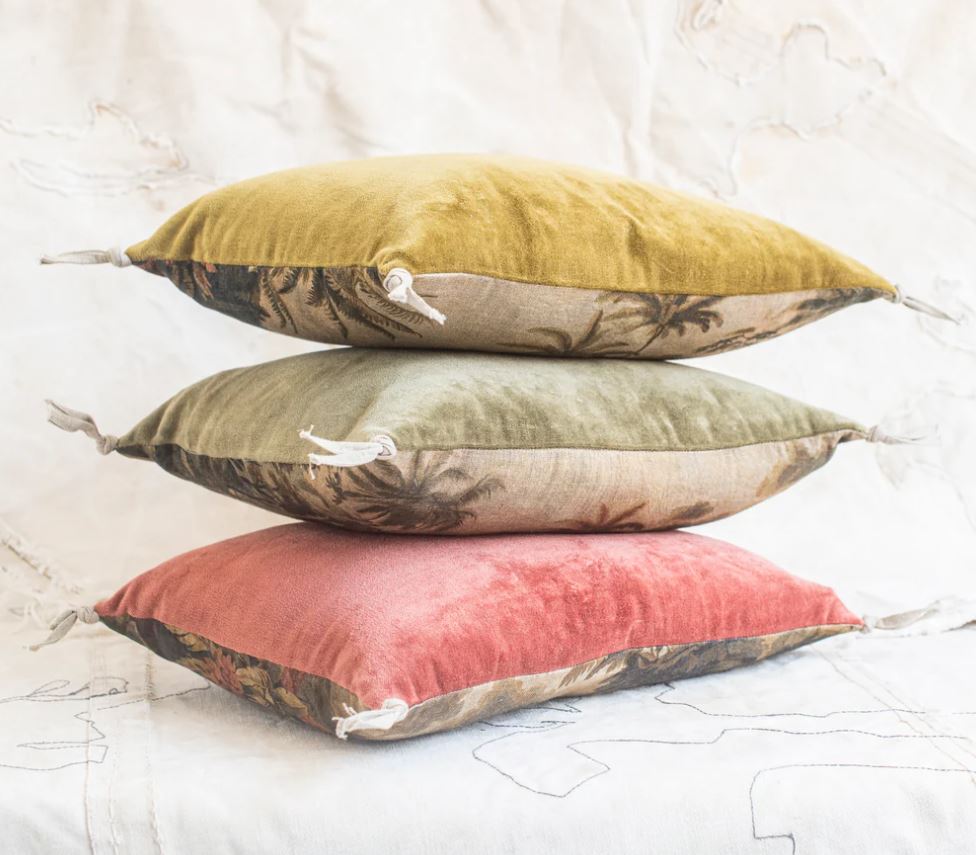 NEW! Namrana Palm French Linen Cushion 25x35 - Olive Green
