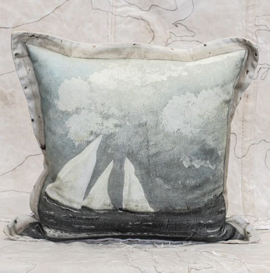 Canvas Sailboat Cushion - Dark & Stormy