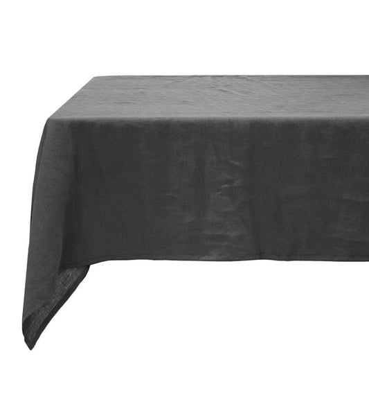 NEW! French Flax Linen Tablecloth - Charcoal